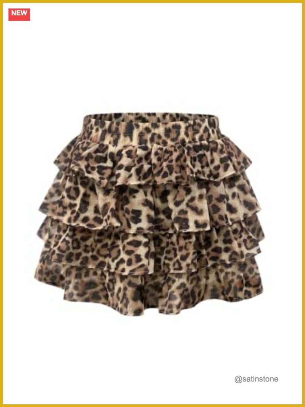Leopard Print Tiered Layered Ruffle Mini Skirt Y2K Night Out Club